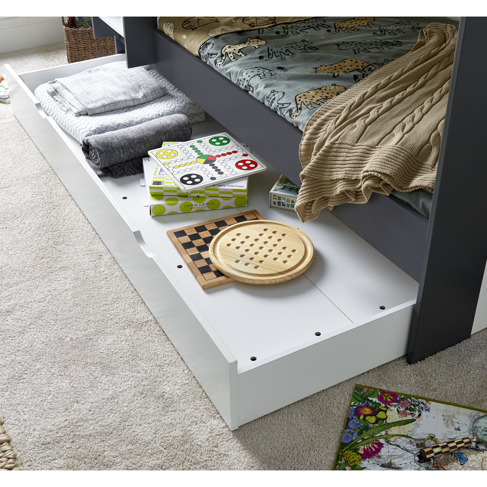 Oliver Grey and White Storage Bunk Bed with Orthopaedic Mattresses Image 7
