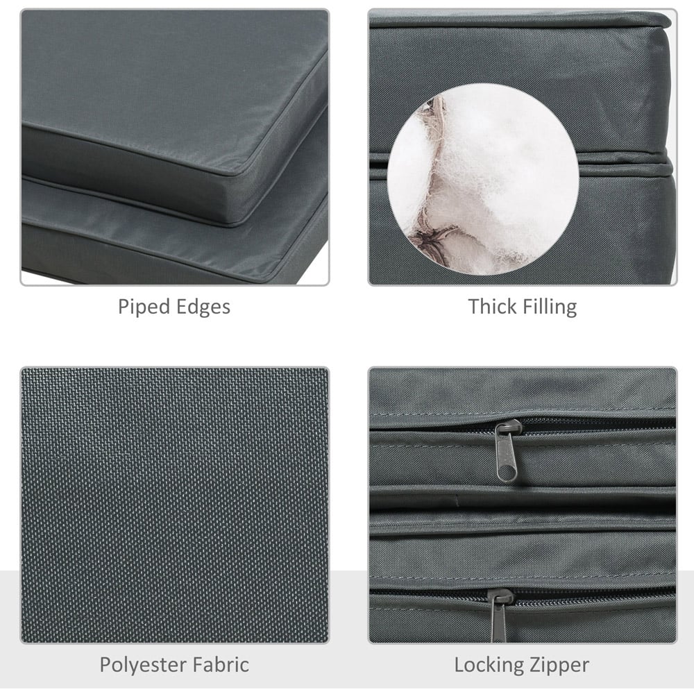 Outsunny Dark Grey Garden Chair Cushion with Ties 45 x 45cm 2 Pack Image 4