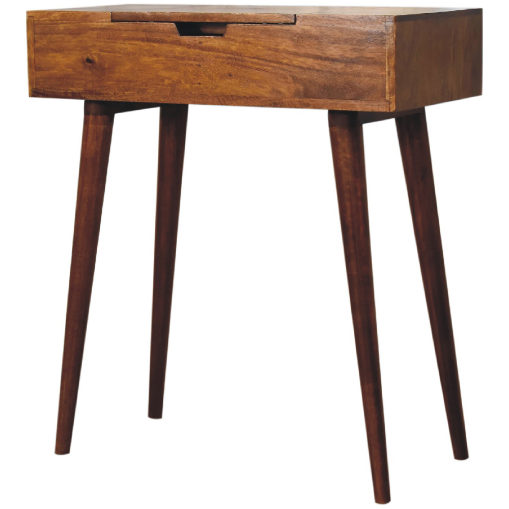 Artisan Furniture Chestnut Mango Wood Mini Foldable Mirror Vanity Dressing Table Image 3