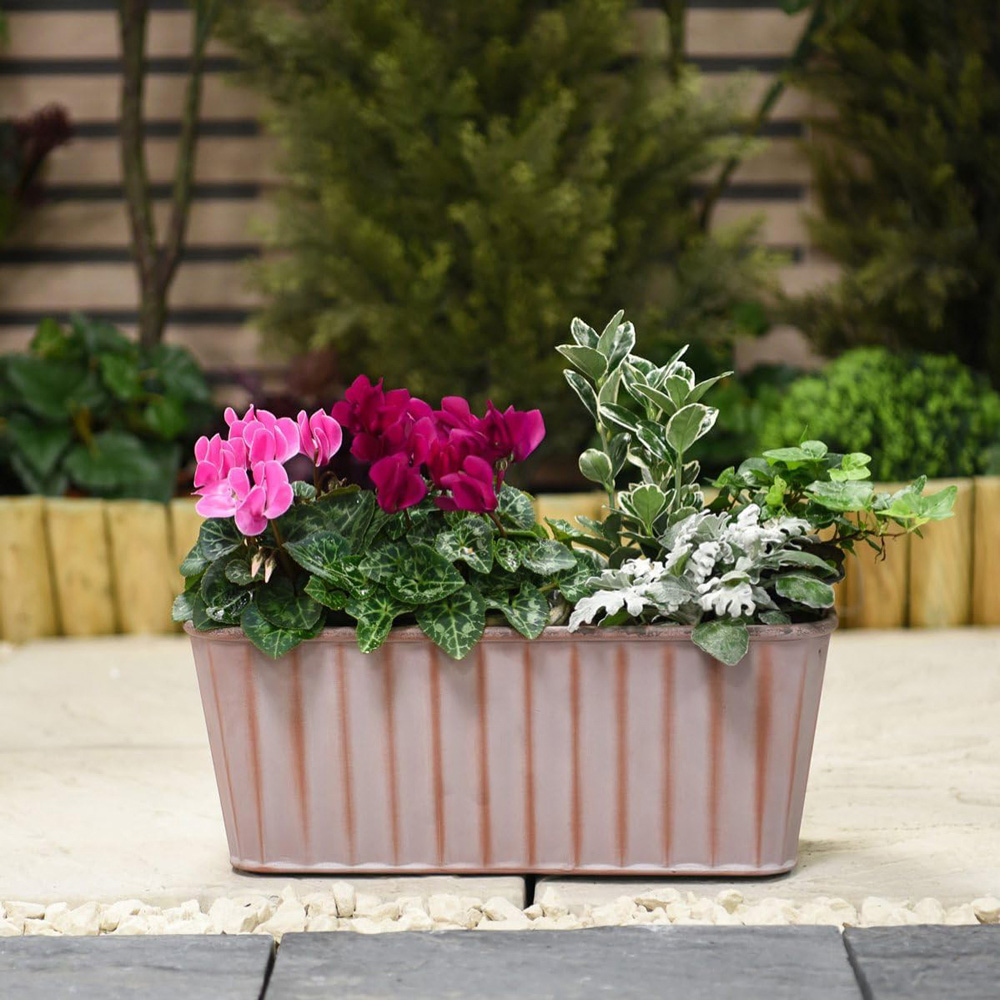 Garden Gear Effect Rust Trough Metal Planter 38cm 2 Pack Image 2