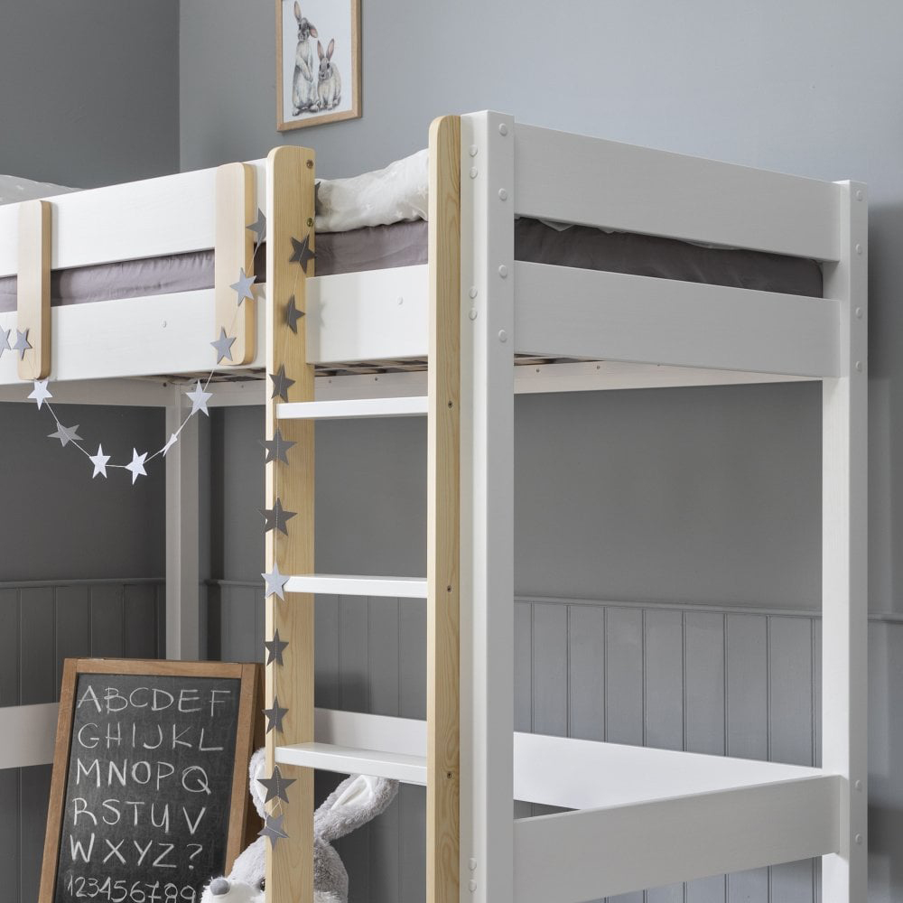 Noa and Nani Una White High Sleeper Cabin Bed with Desk | Homebase