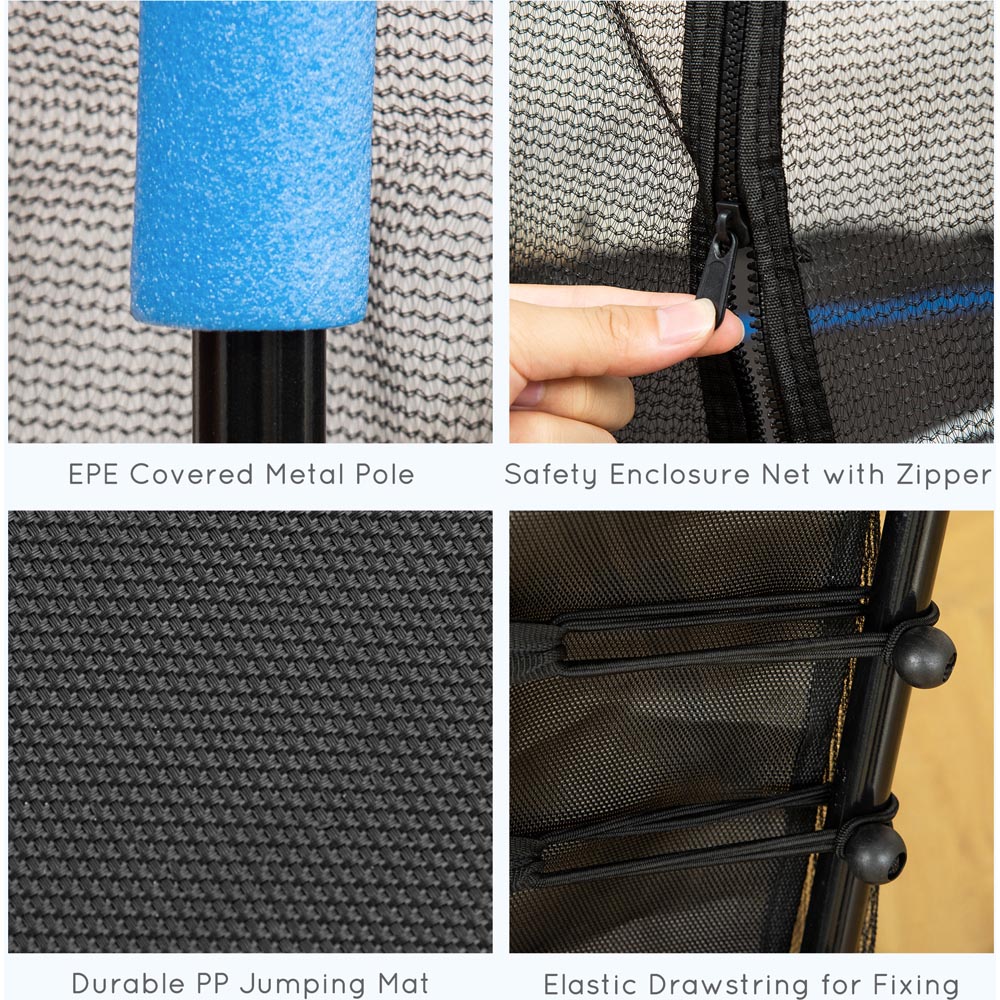 HOMCOM Kids 5.4ft Blue Trampoline with Enclosure Image 7