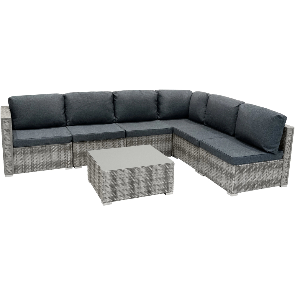 MonsterShop Grey 5 Seater Rattan Modular Garden Corner Lounge Set Image 2