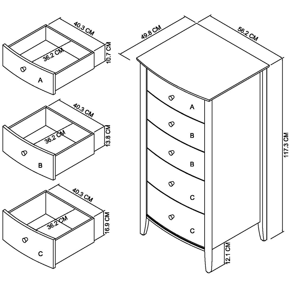 Bentley Designs Whitby 5 Drawer Scandi Oak and Soft Grey Tall Chest of Drawer Image 4