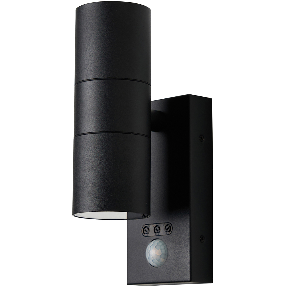 Zink Luna 2 Light Black Up and Down Wall Light PIR Motion Sensor Image 1
