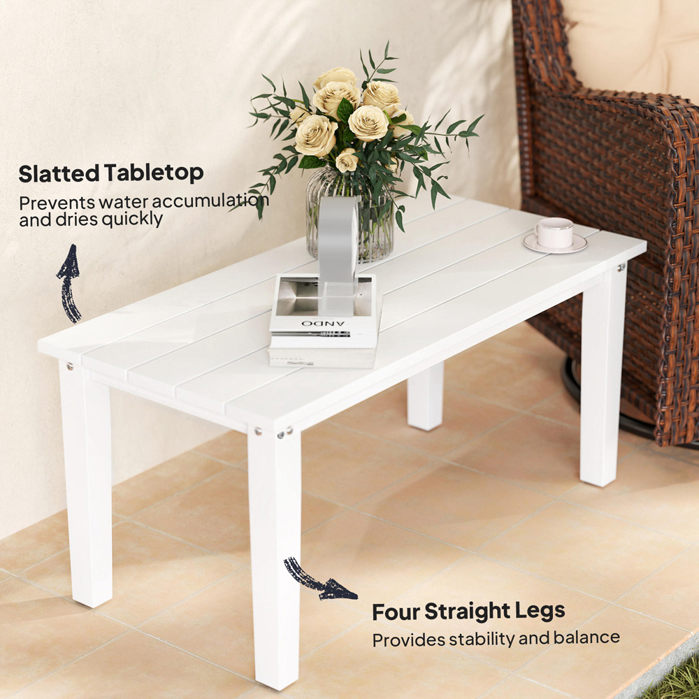 Outsunny White Rectangle Garden Coffee Table Image 8
