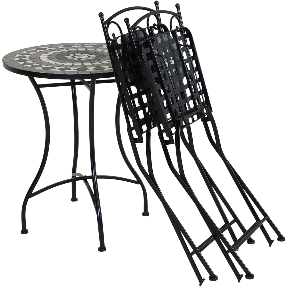 Charles Bentley 2 Seater Bistro Set Mosaic Black and Grey Image 3