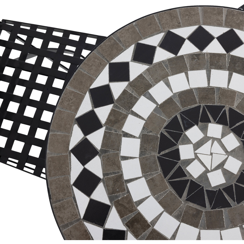 Charles Bentley 2 Seater Bistro Set Mosaic Black and Grey Image 6