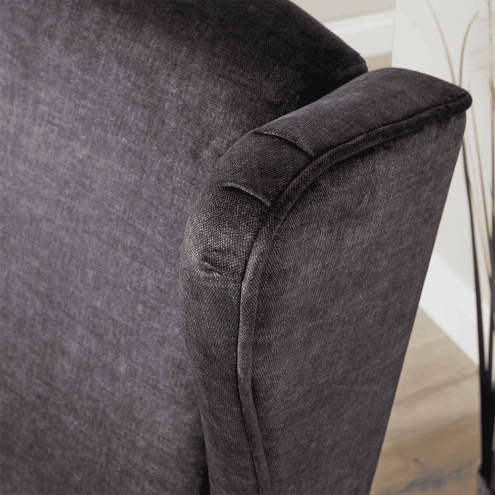 Home Source Helena Charcoal Wingback Armchair with Wooden Legs Image 4
