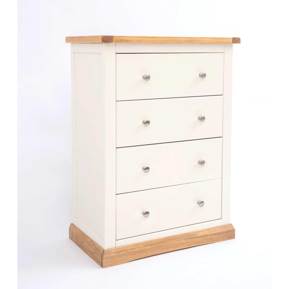 Cabinet Bits Trevi 4 Drawer Off White Chrome Knob Chest of Drawers Image 3