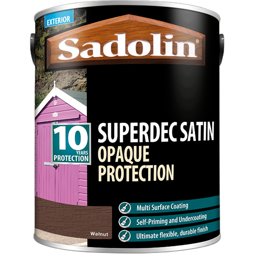 Sadolin Superdec 10 Year Walnut Satin Finish Exterior Woodstain 5L Image 2