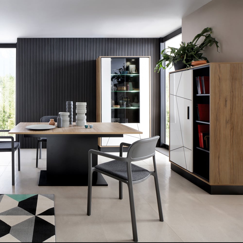 Florence Brolo Single Door Walnut Dark Panel Wide Bookcase Image 5