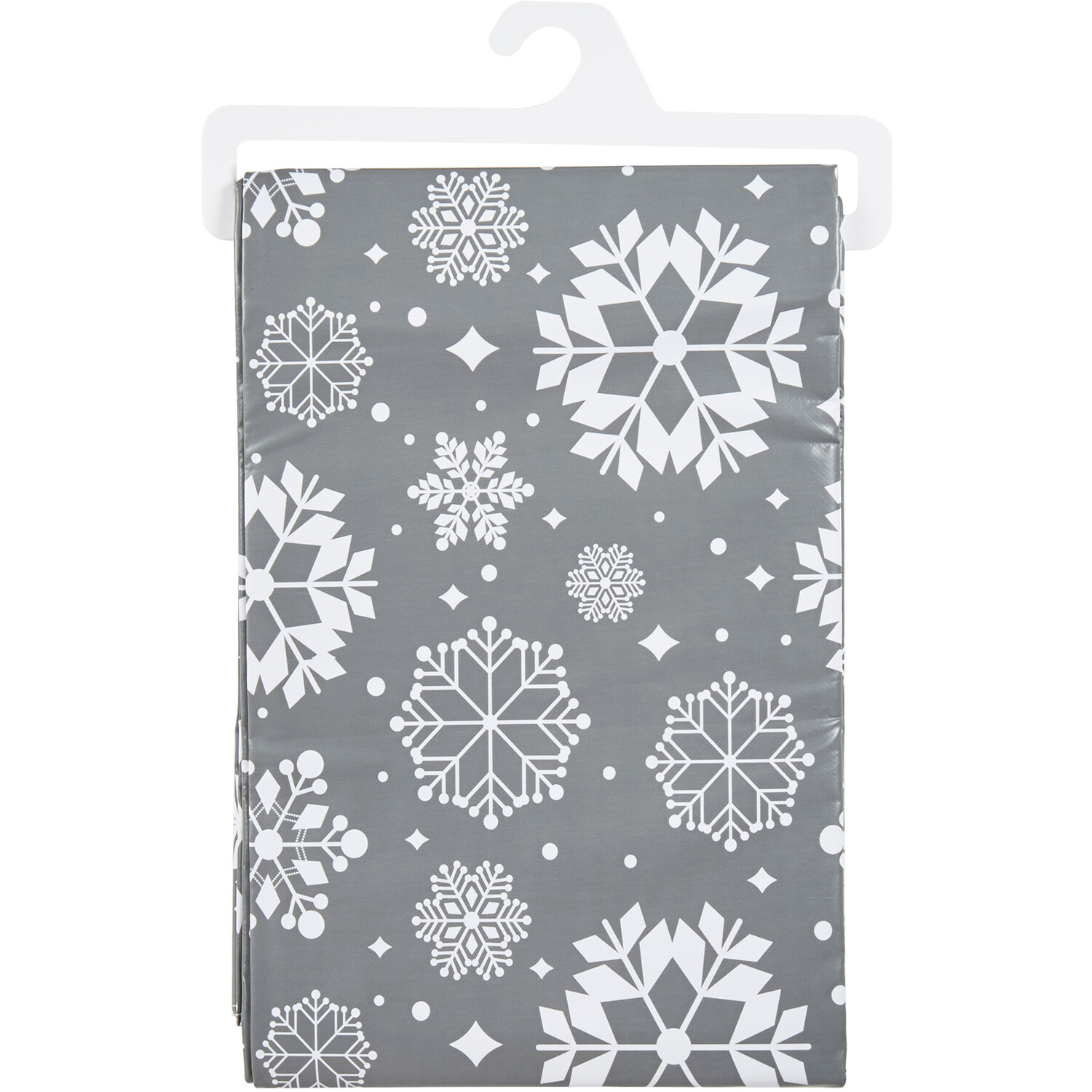 Grey Snowflake Wipe Clean Tablecloth  - Grey Image 2