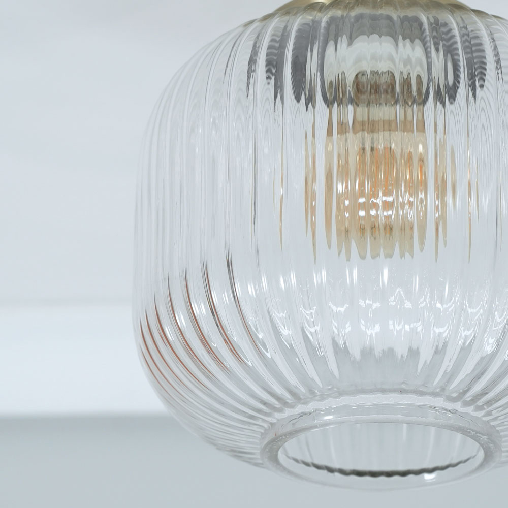 ValueLights Calpe Clear Shade Gold Stem LED Flush Ceiling Light Image 3