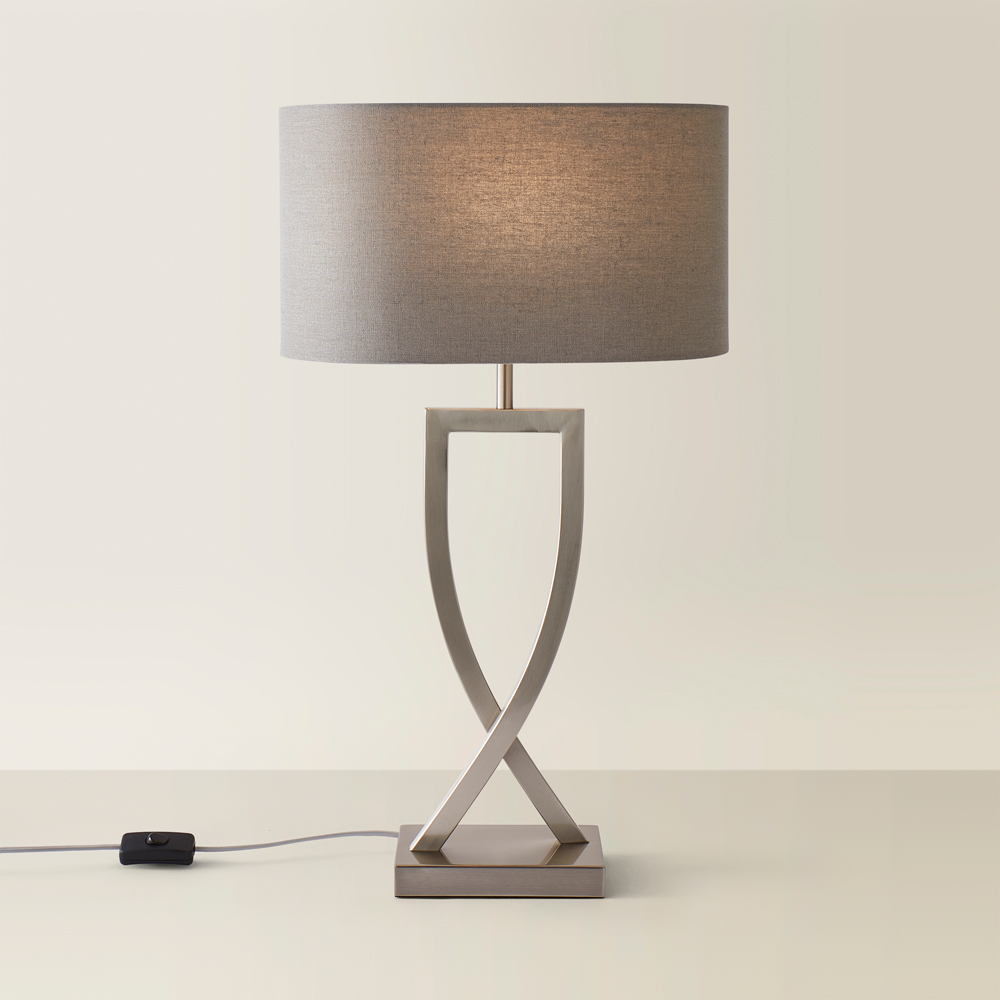 ValueLights Katniss Crossover Chrome and Grey Shade Metal LED Table Lamp Image 3