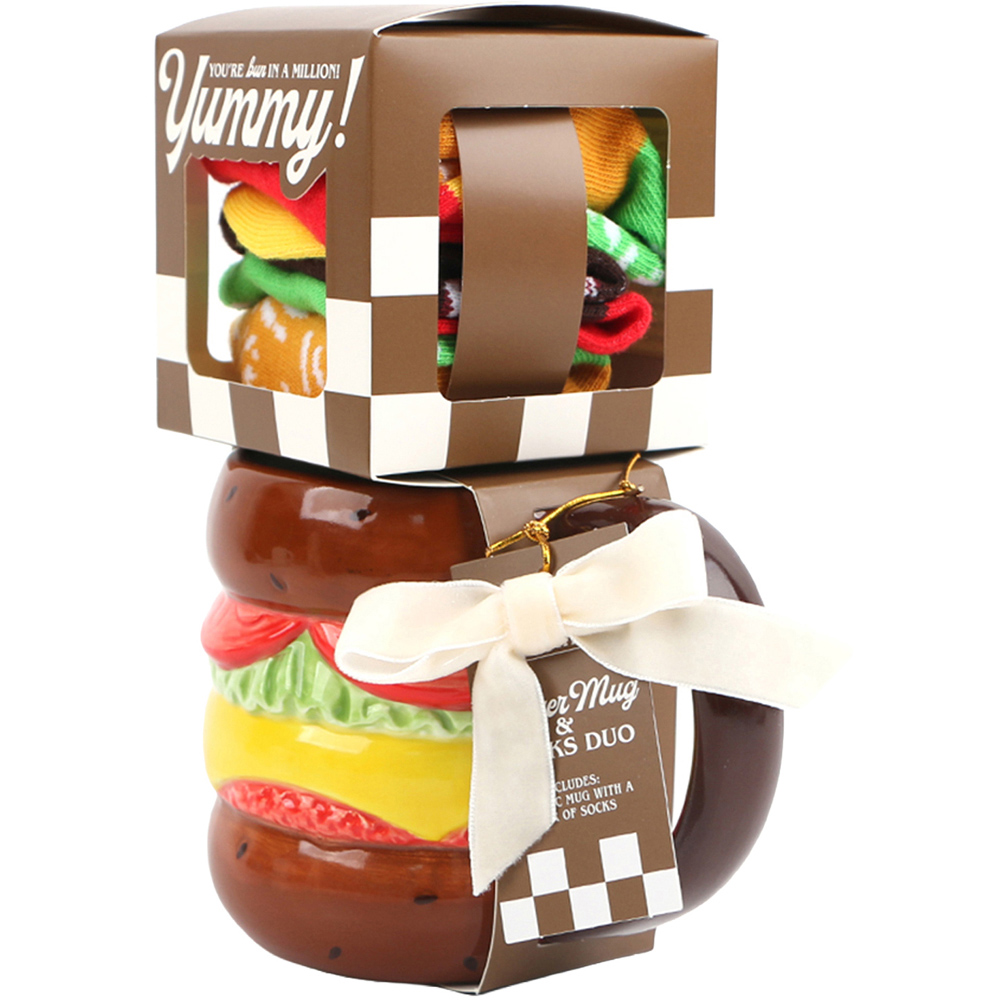 Burger Mug and Socks Gift Set Image 2