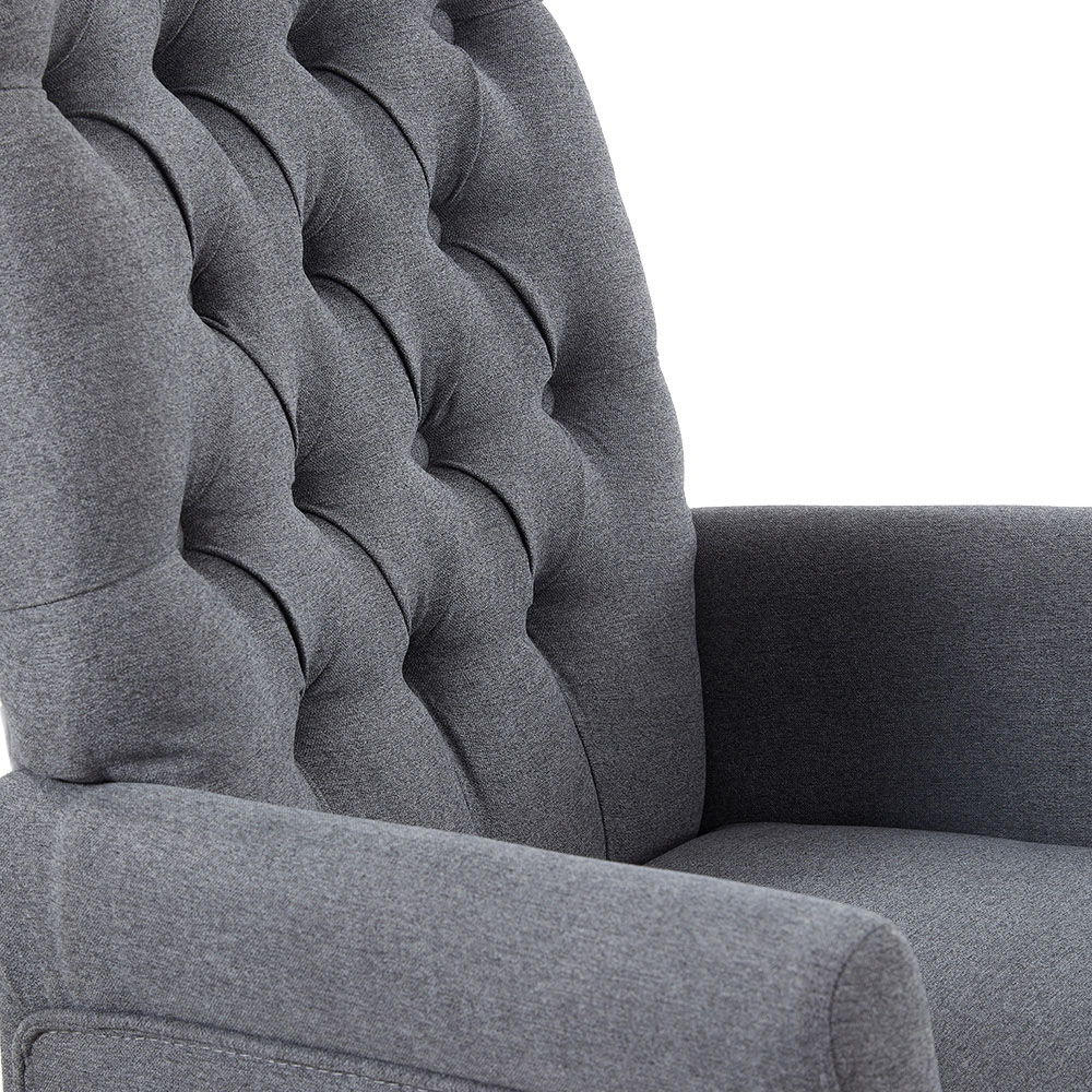 Living and Home Grey Vintage Nailhead Tufted Dining Chair Image 7