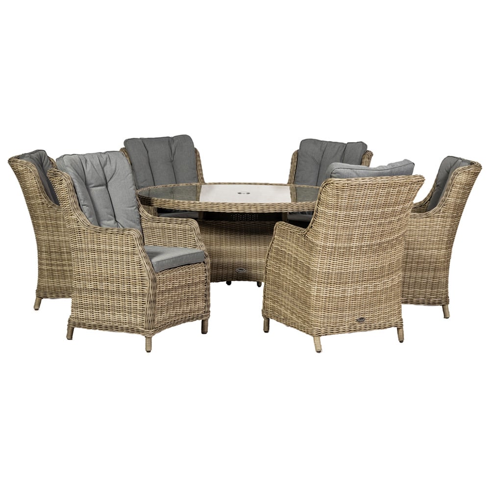 Royalcraft Wentworth Rattan 6 Seater Round Highback Comfort Dining Set Image 2