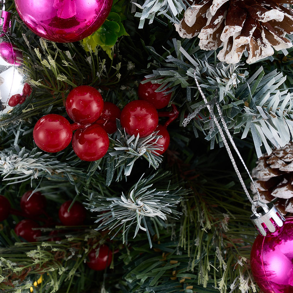 Living and Home Pre-Lit Christmas Planter Bush with Pinecones and Red Berries 58cm Image 4