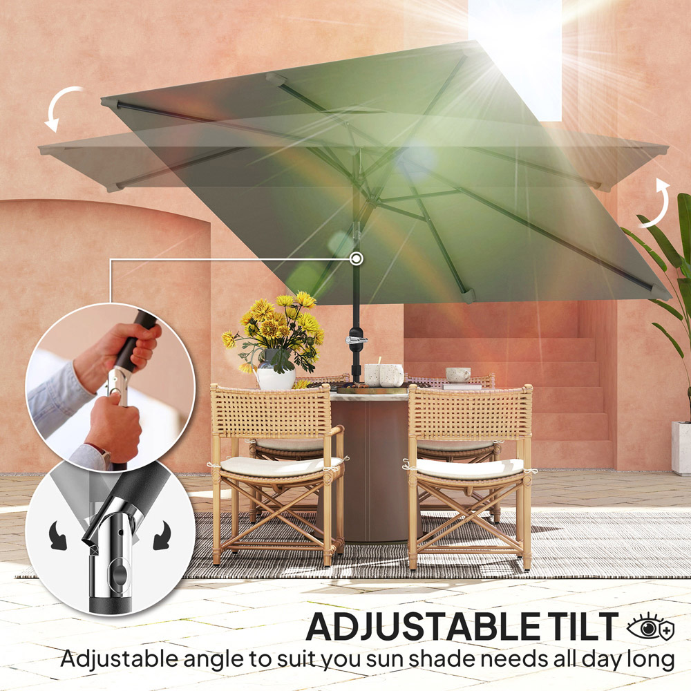 Outsunny Light Grey Crank and Tilt Parasol 3m Image 8