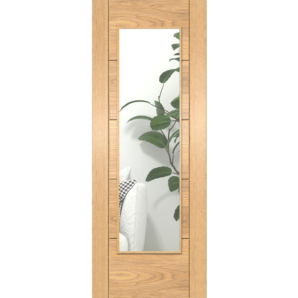 Green & Taylor Ladder Oak Single Lite Clear Glazed Prefinished Internal Door 1981 x 686mm Image