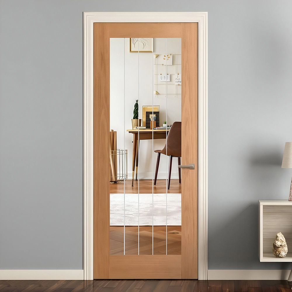 Farley Oak Veneer Finished Light Obscure Clear Internal Glass Door 1981 x 762 x 35mm Image 2
