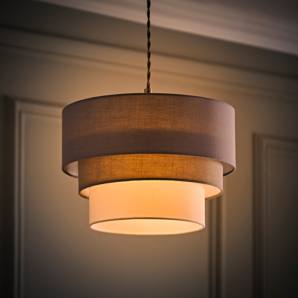 ValueLights Aztec 3 Tier Grey Fabric Ceiling Light Shade Image 6
