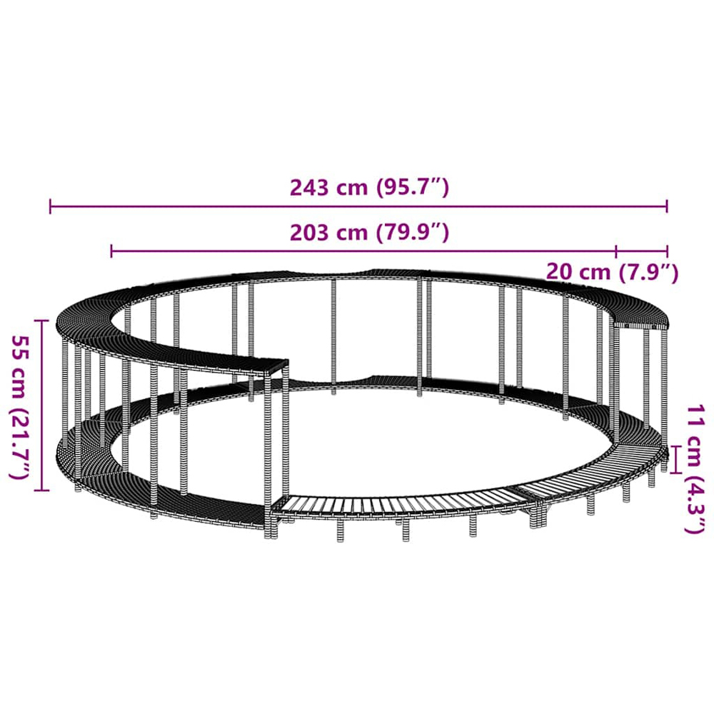 Walplus Black Poly Rattan Hot Tub Surround with Storage and Wooden Step Image 8