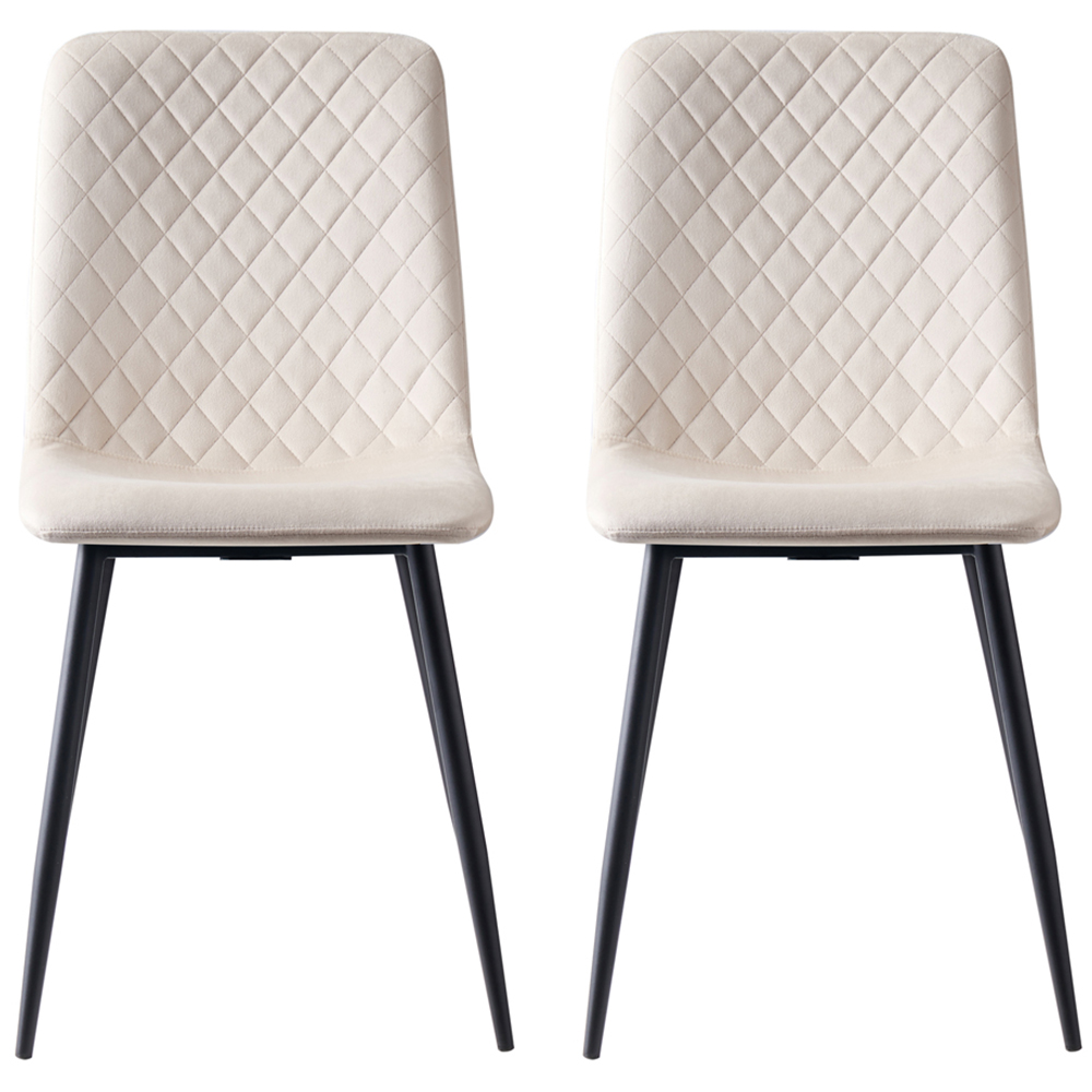 Lexi Set of 2 Beige Velvet Fabric Dining Chairs Image 3