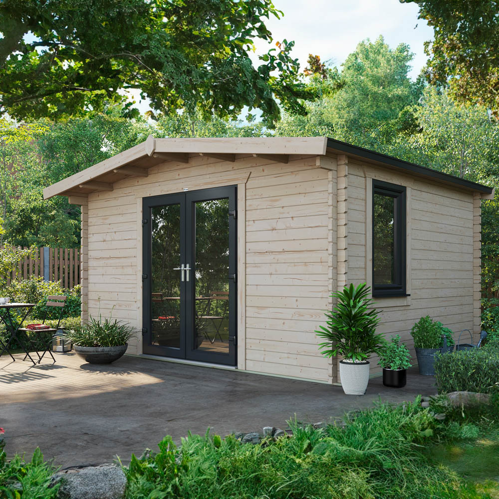 Power Sheds 12 x 14ft Centre Double Door Chalet Log Cabin Image 2