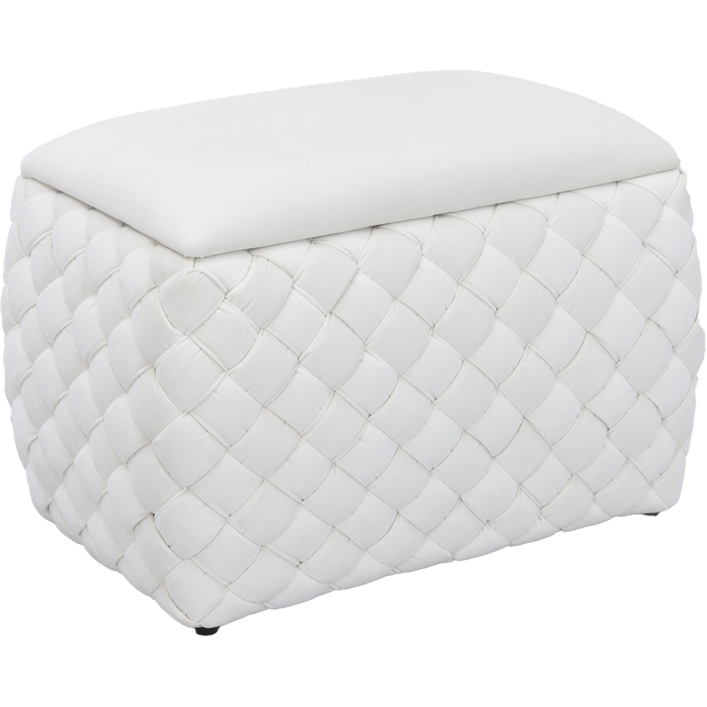 Artemis Home Plumeo Cream Velvet Storage Ottoman Image 3