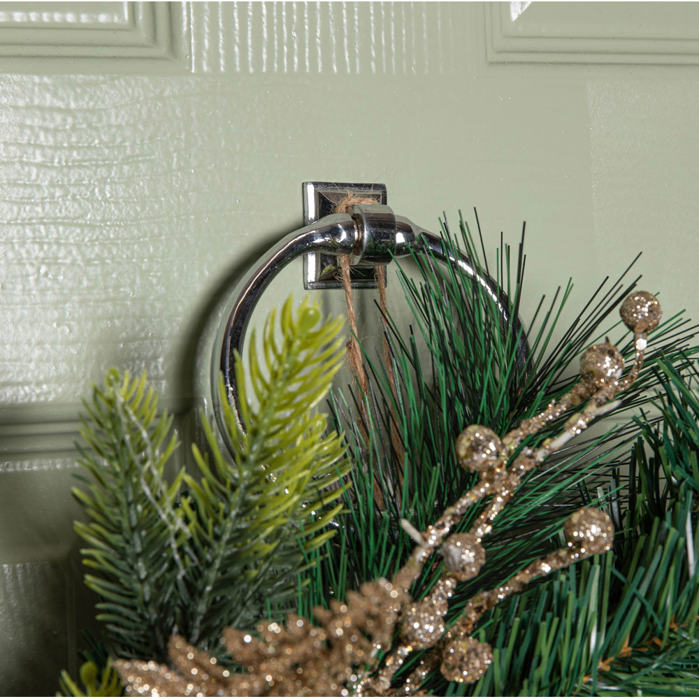 Samuel Alexander Christmas Wreath with Gold Baubles Pinecones and Glitter Berries 60cm Image 5