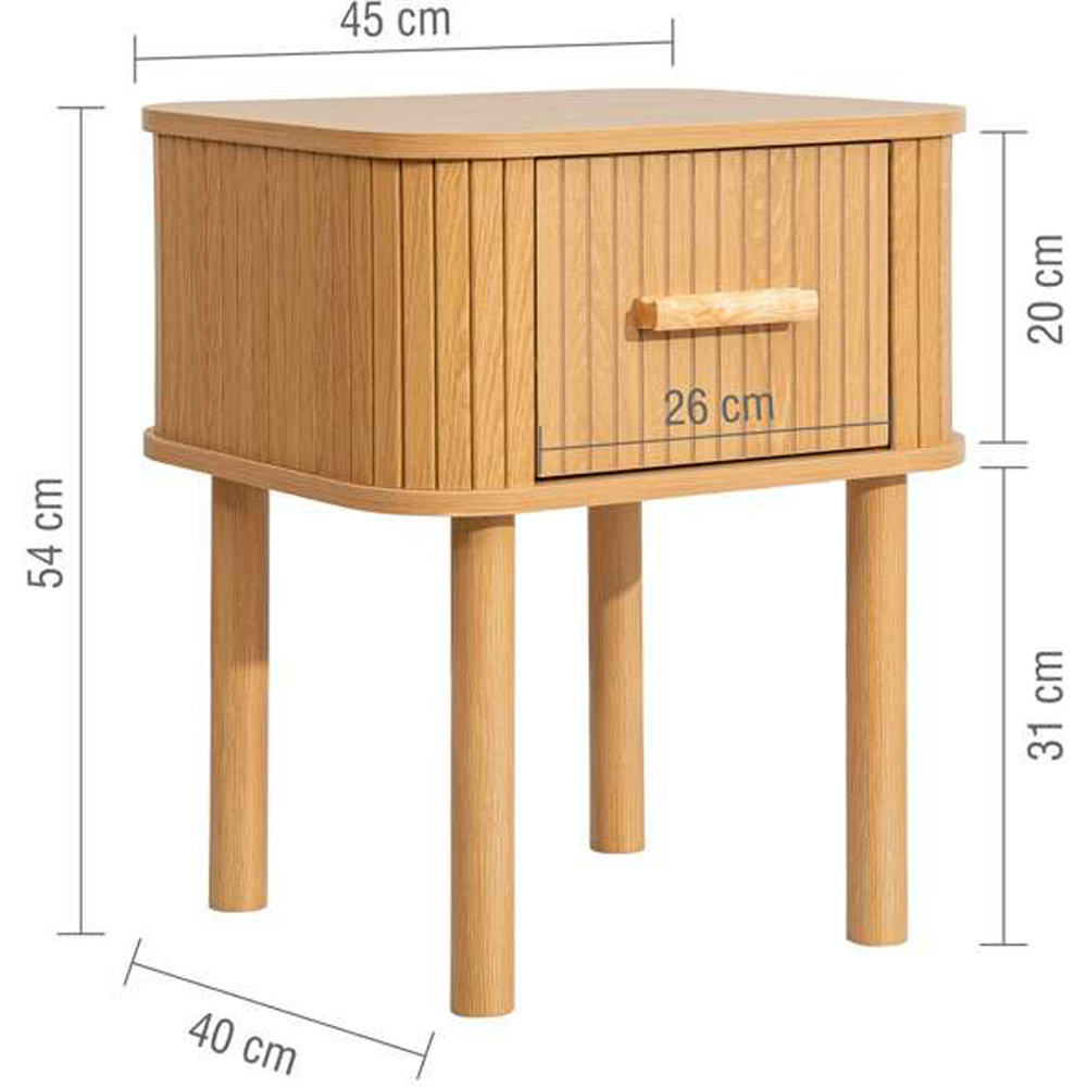 Birlea Axel Single Drawer Fluted Bedside Table Image 9