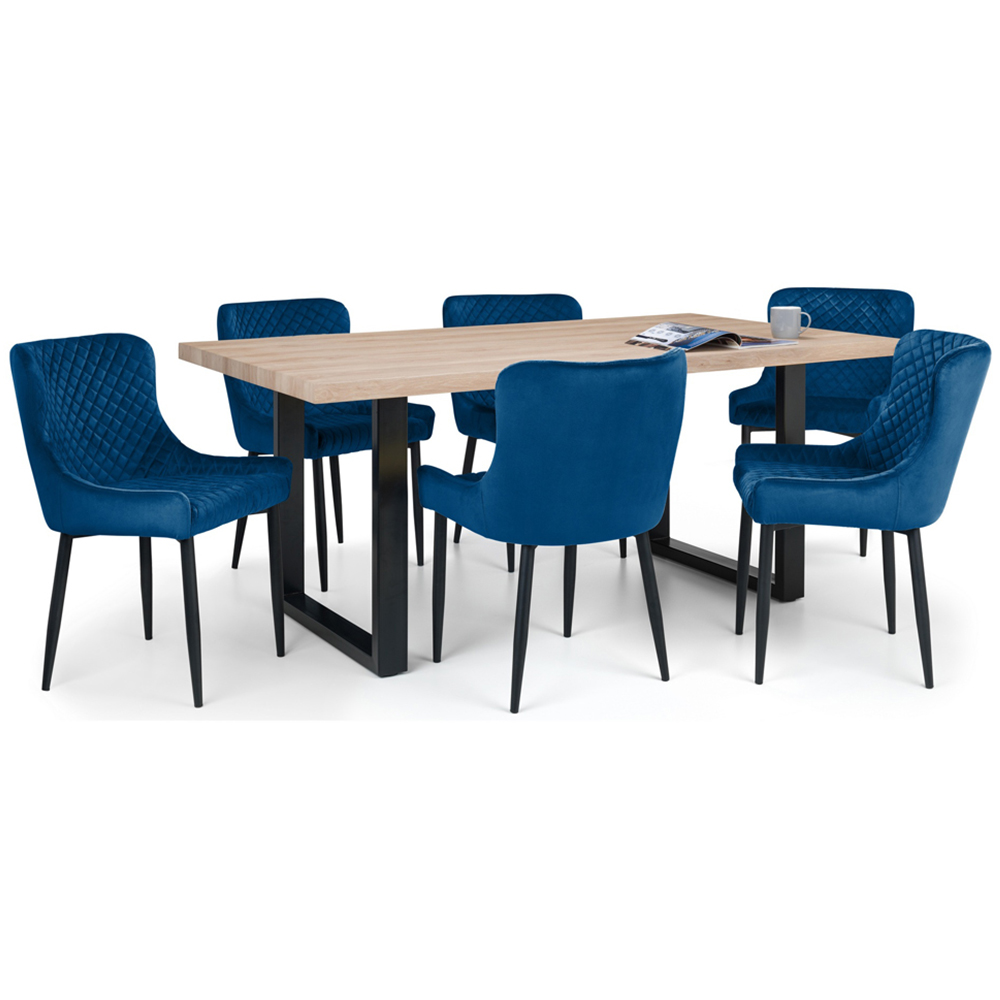 Julian Bowen Berwick 6 Seater Rectangular Dining Set Blue Image 2