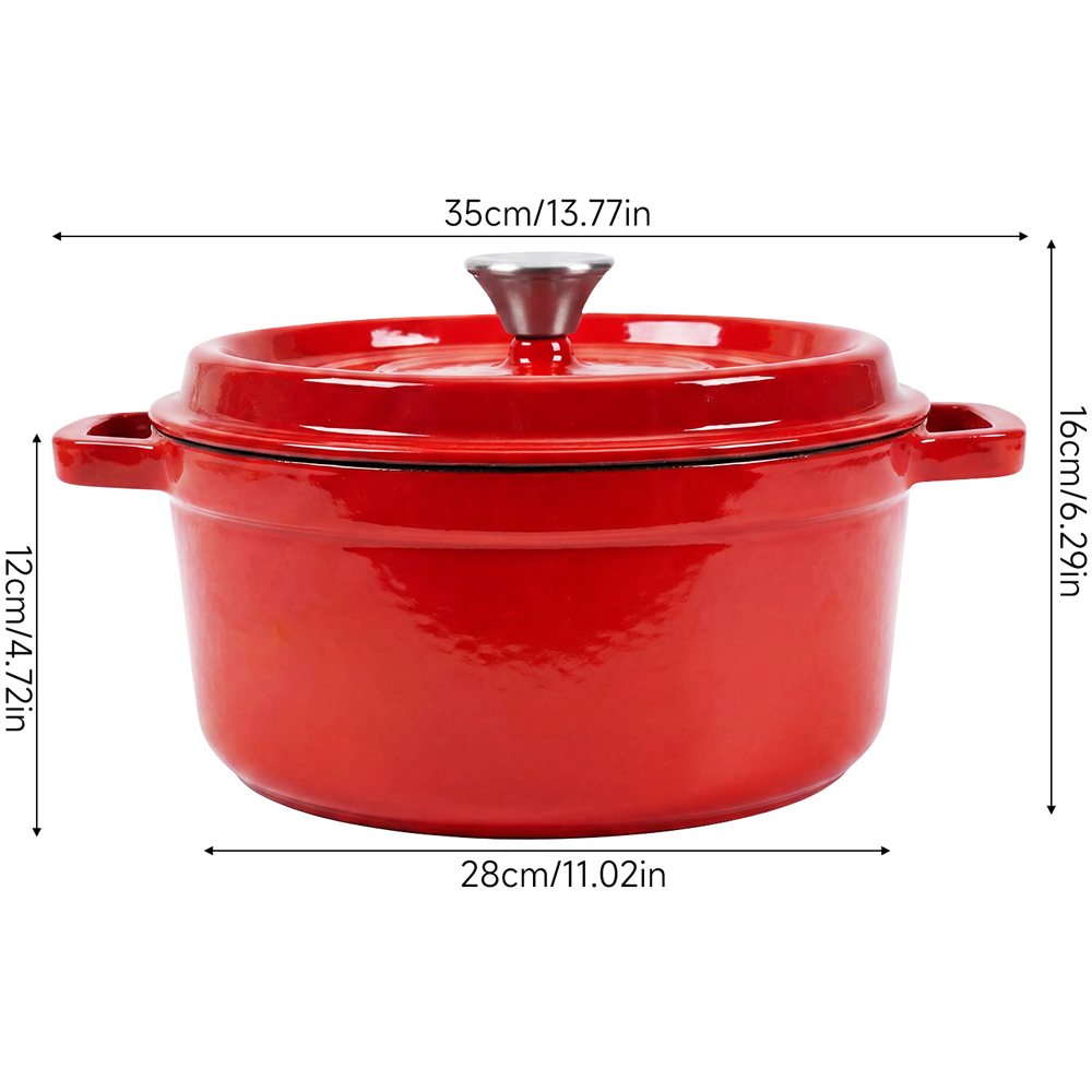 Living and Home Red Enamelled Cast Iron Dutch Oven Pot 6L Image 8