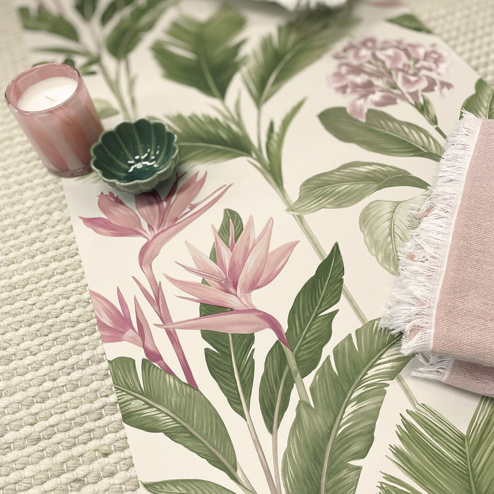 Belgravia Decor Oliana Floral Green and Pink Wallpaper Image 2