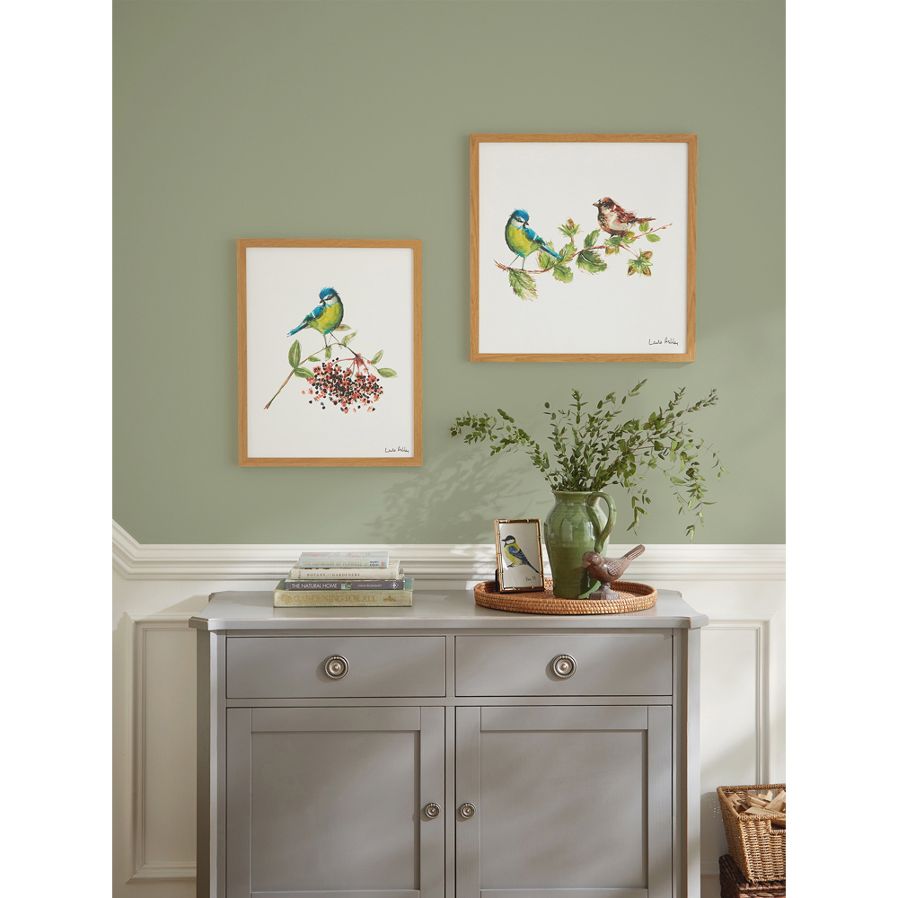 Laura Ashley Sparrow and Blue Tit Bird Wooden Frame Wall Art 50 x 50cmcm Image 2
