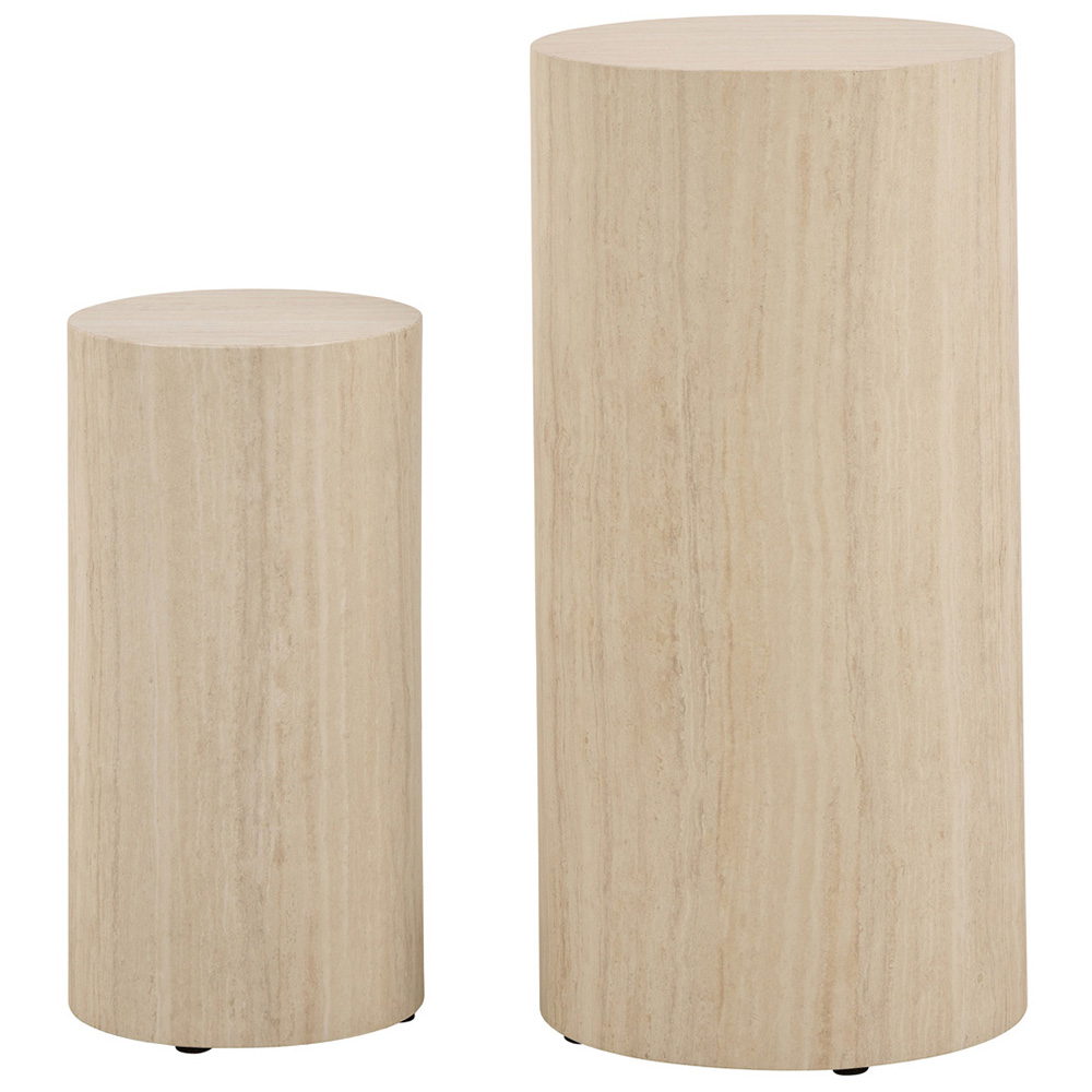 Florence Dice Travertine Rough Paper Effect Round Pedestal Set of 2 Image 3