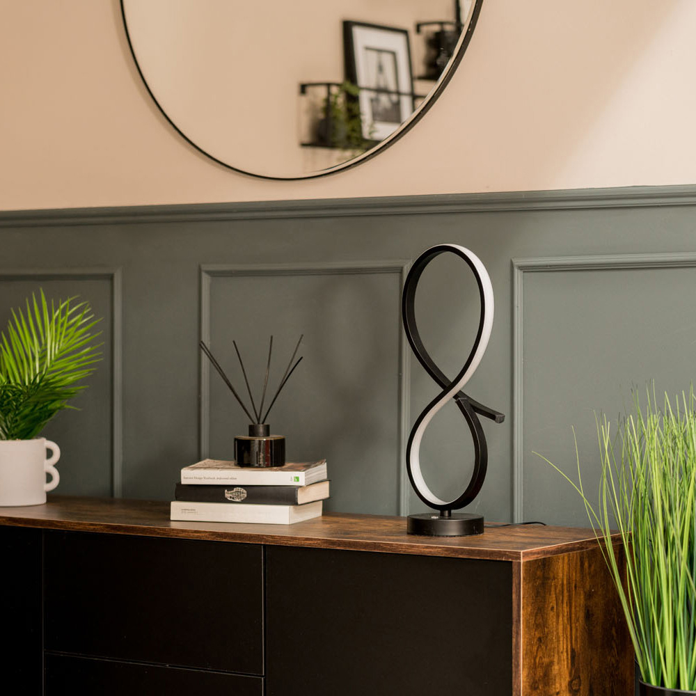 ValueLights Infinity Matt Black Double Twist Integrated LED Table Lamp Image 5