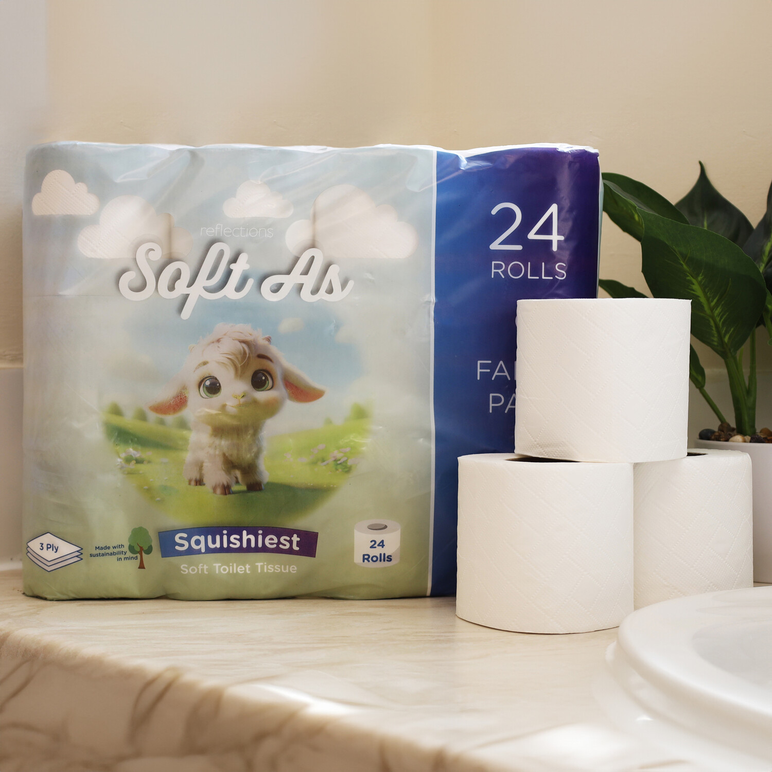 Pack of 24 Soft As Toilet Paper Rolls White Image 2