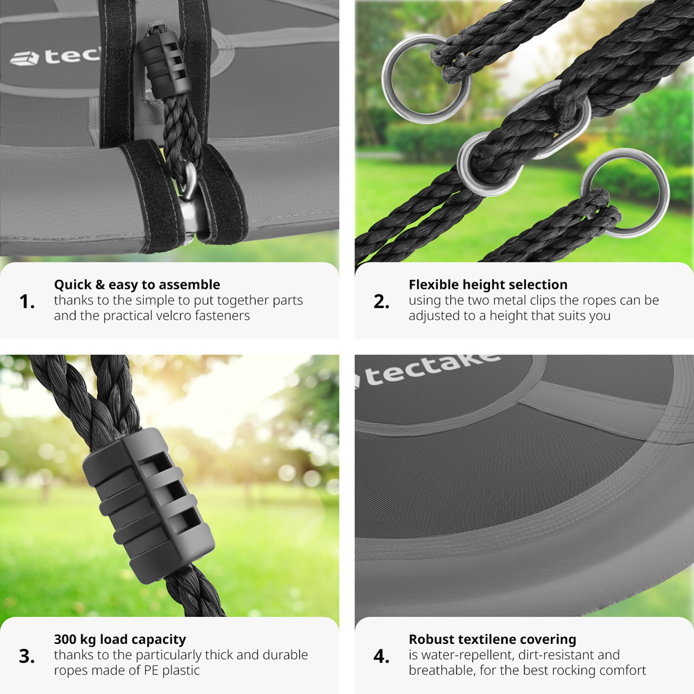 tectake Adjustable and Strong Suspension Swing 300kg 100 x 100cm Image 4