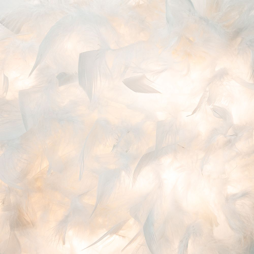 Happy Homewares Large White Real Feather Decorated Pendant Shade Image 3