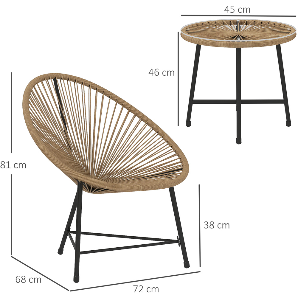 Outsunny Acapulco 3 Piece Rattan Bistro Set Natural Image 8
