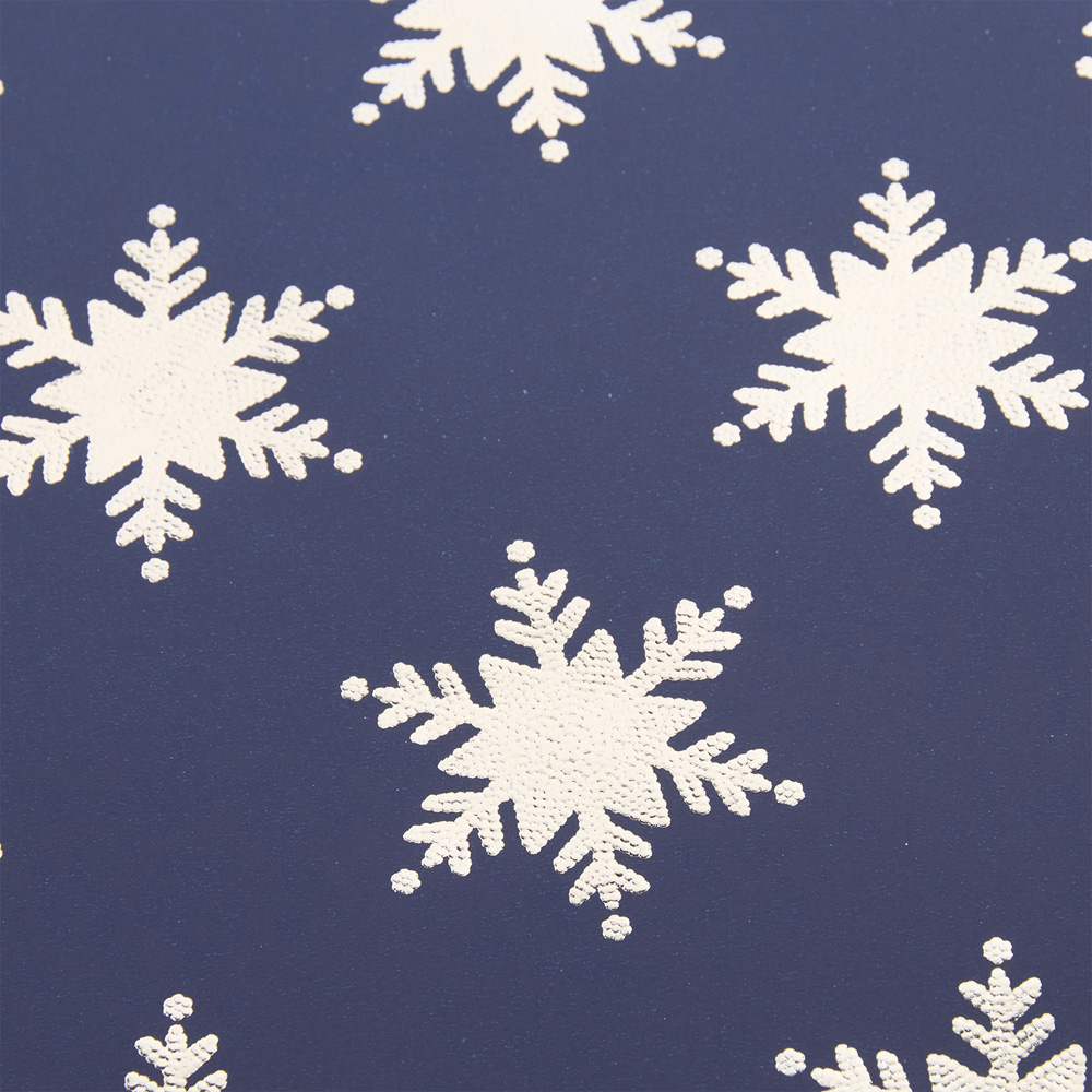 Embossed Snowflake Gift Wrapping Paper Navy Image 4