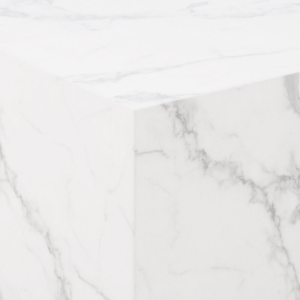 Florence Dice Square White Marble Carrara Coffee Table Set of 2 Image 4