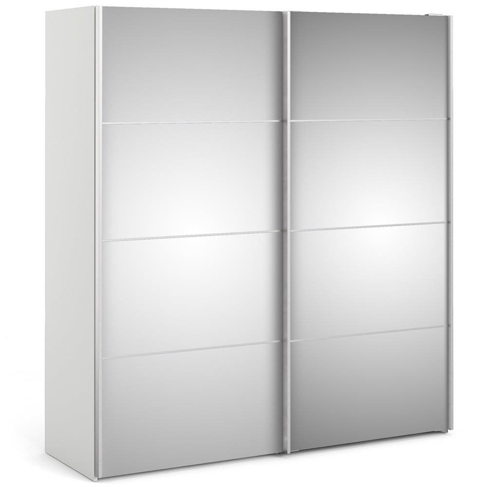 Verona 2 Door 5 Shelf White Mirrored Sliding Wardrobe Image 2