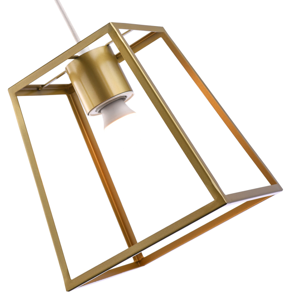 Happy Homewares Industrial Lantern Satin Gold Square Top and Bottom Pendant Shade Image 5