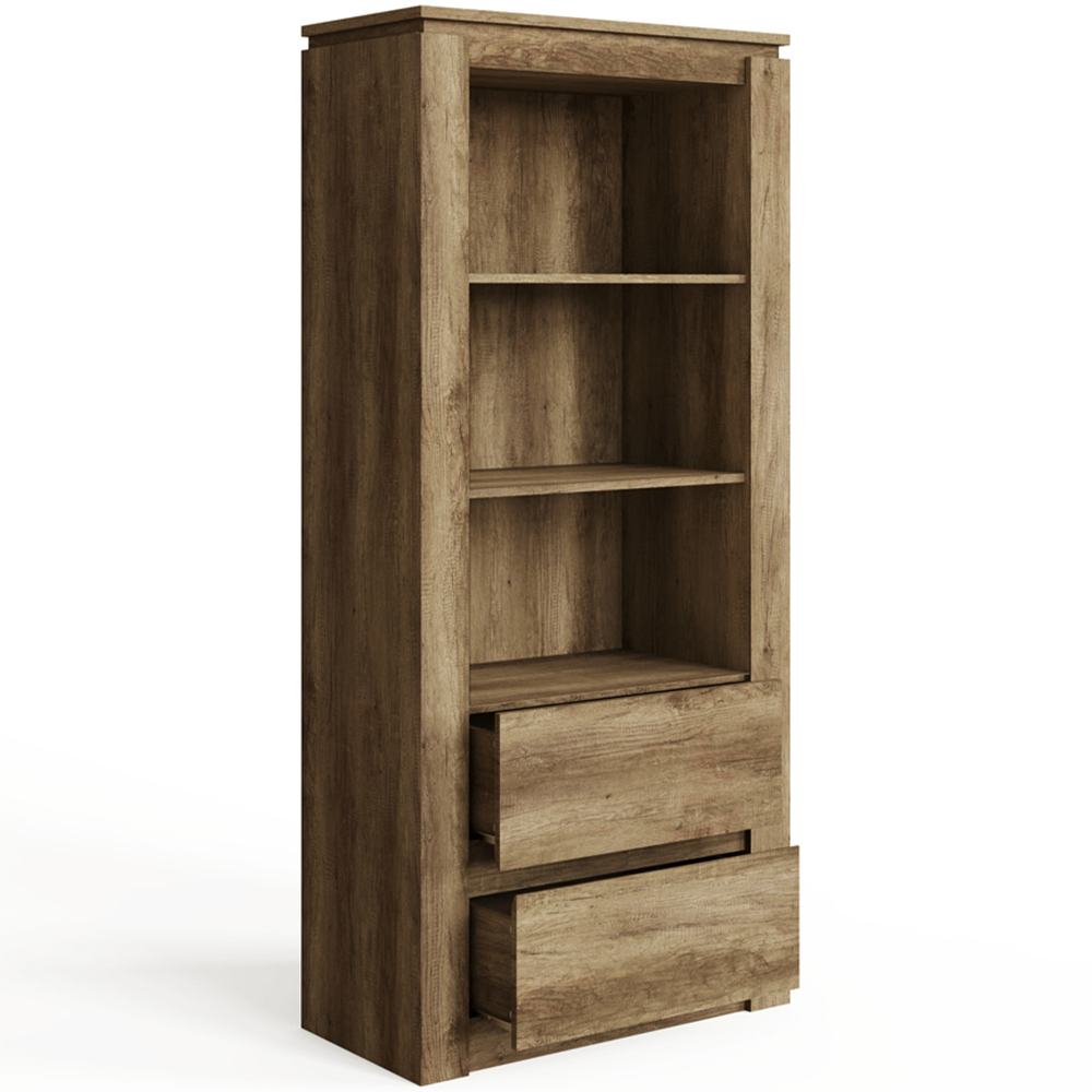 GFW 2 Drawer 3 Shelf Canyon Oak Grey Bookcase Image 2