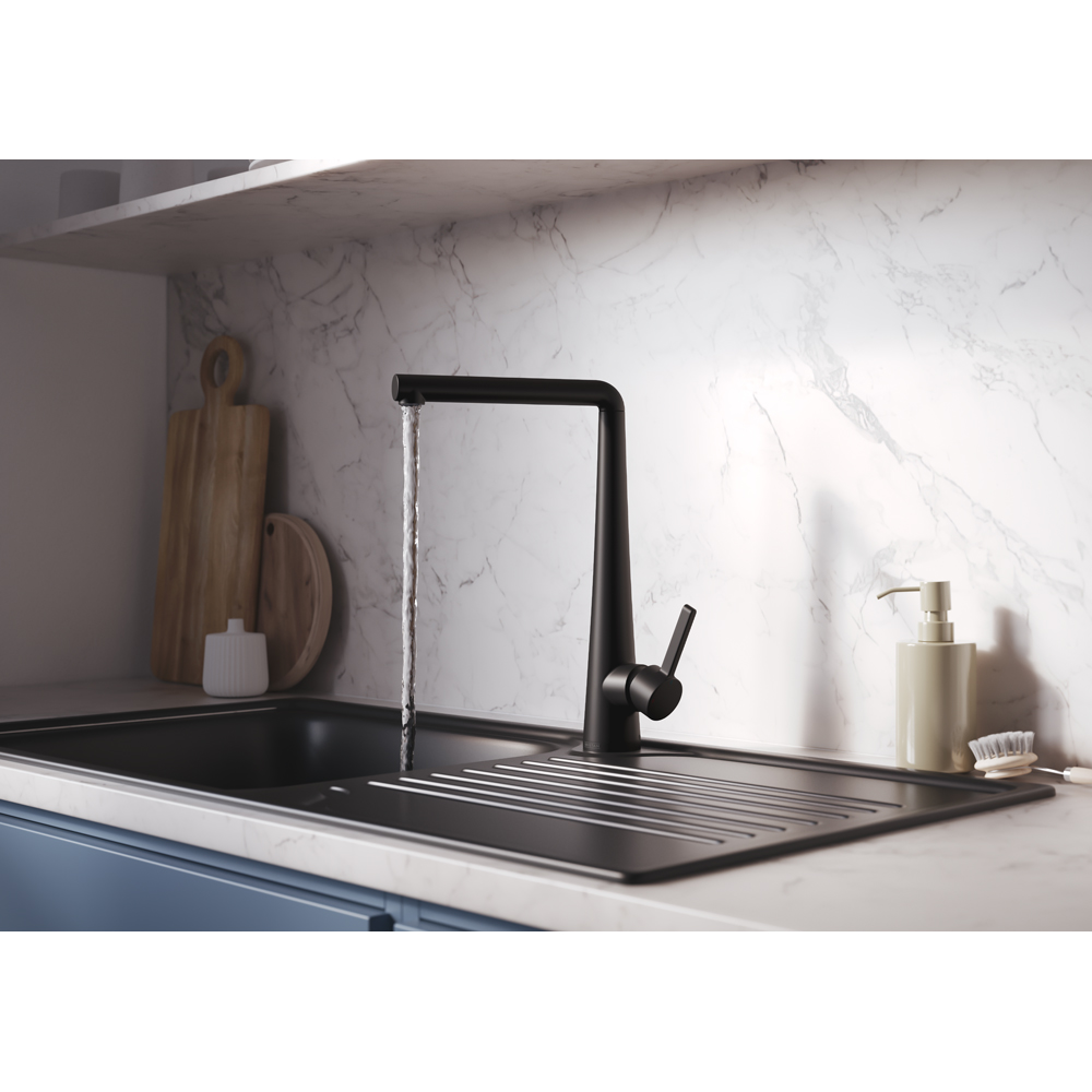 Bristan Pine Matt Black Easyfit Kitchen Mono Sink Mixer Tap Image 4