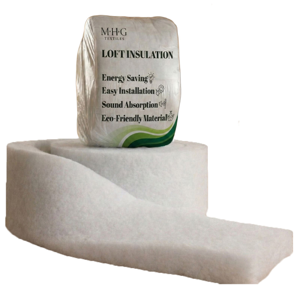 MHG Textiles White Eco Polyester Loft Insulation Roll 8m x 570 x 110mm Image 1